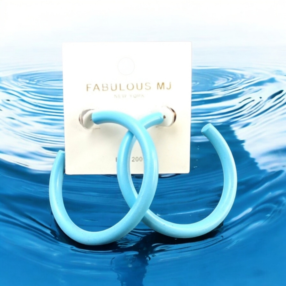 Large Blue Hoop Earrings